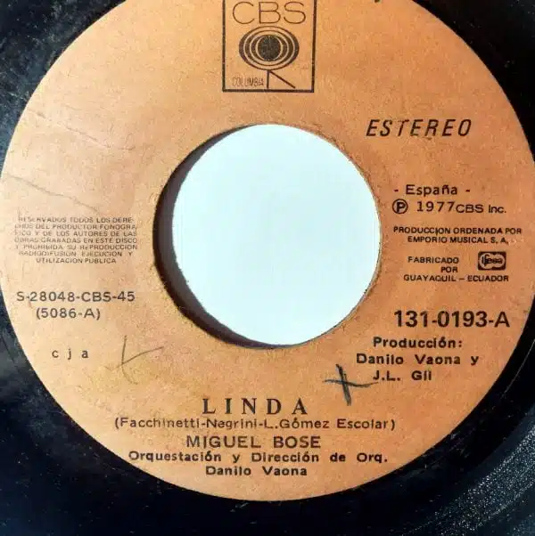 Disco de Vinilo Miguel Bosé - Linda / Mi Libertad Vinyl Record