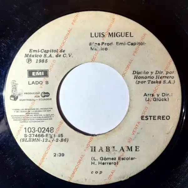 Disco de Vinilo Luis Miguel - Los Muchachos De Hoy / Háblame Vinyl Record