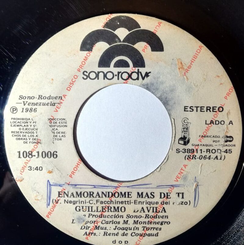 Disco de Vinilo Guillermo Dávila - Enamorándome Más De Ti / Cantaré Para Ti Vinyl Record