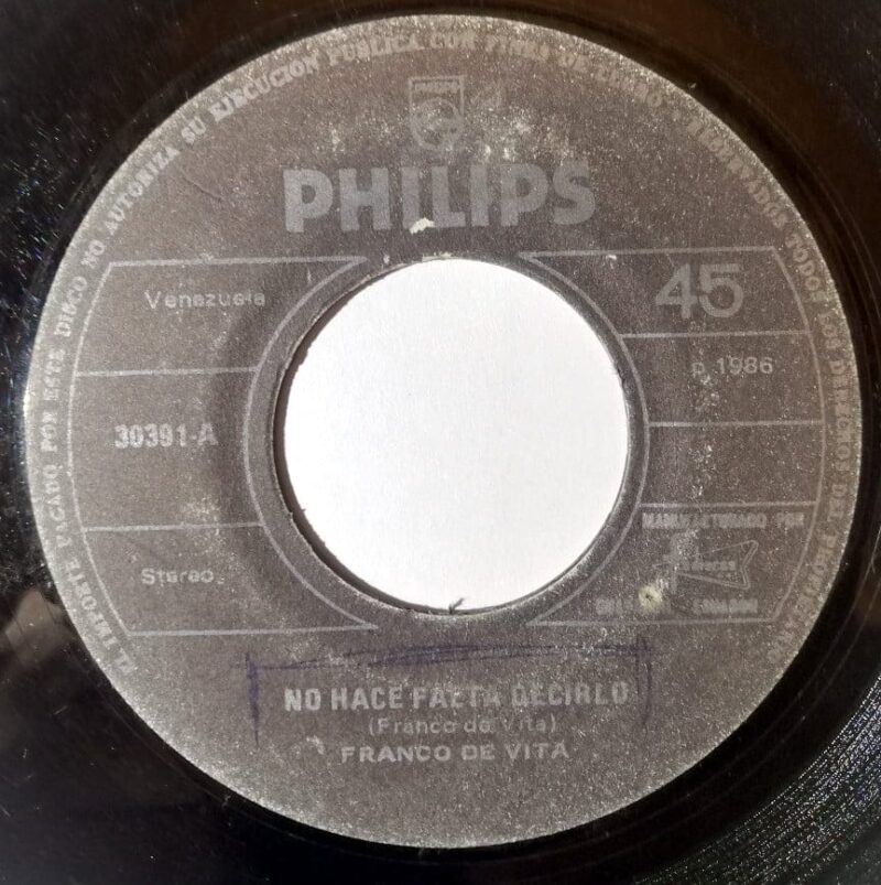 Disco de Vinilo Franco de Vita - No Hace Falta Decirlo / Fantasía Vinyl Record