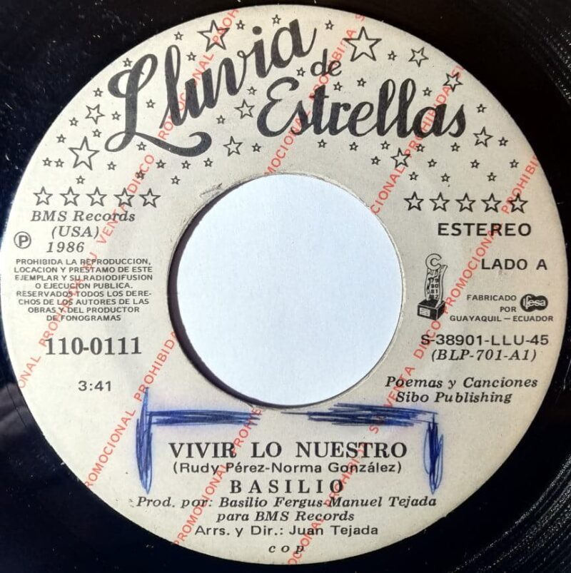 Disco de Vinilo Basilio - Vivir Lo Nuestro / A Ti Mujer Vinyl Record