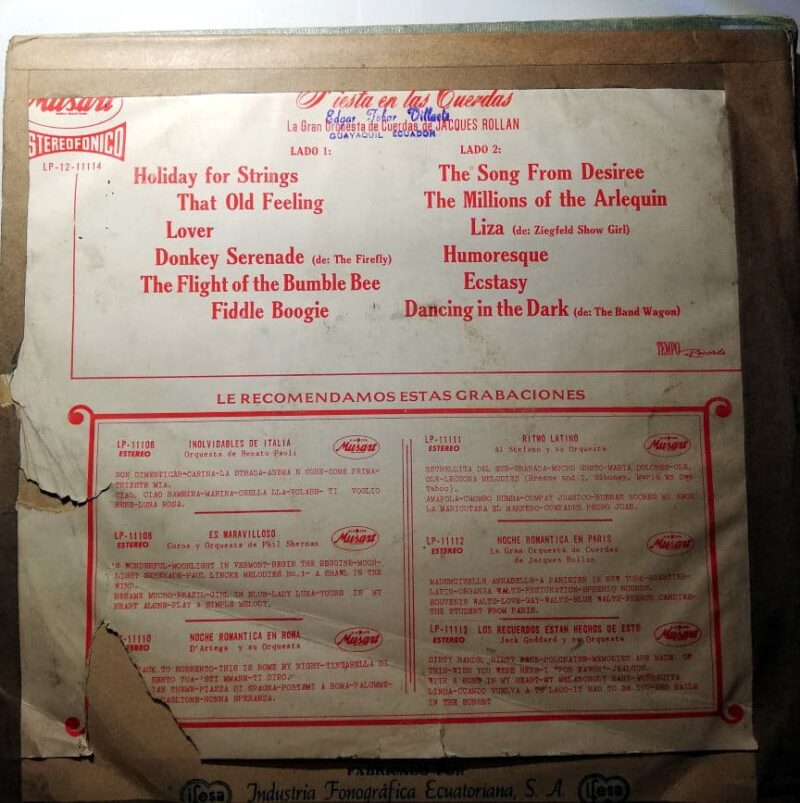 Disco de Vinilo Jacques Rollan - Fiesta En Las Cuerdas Vinyl Record
