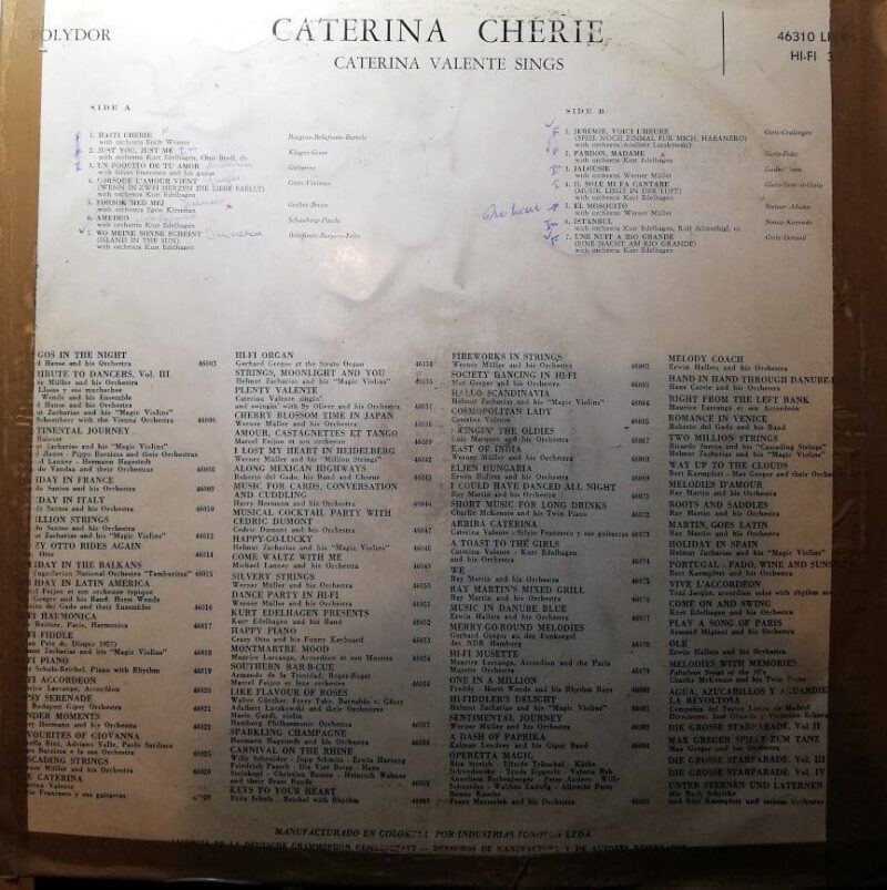 Disco de Vinilo Caterina Valente - Caterina Cherie Vinyl Record
