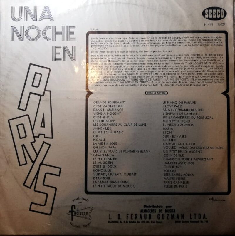 Disco de Vinilo Varios - Una Noche En París Vinyl Record