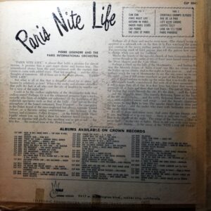 Disco de Vinilo Pierre Legendre - Paris Night Life Vinyl Record