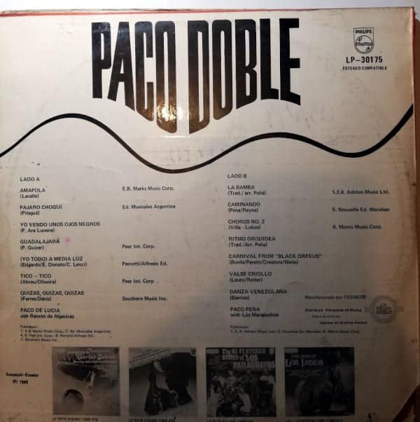 Disco de Vinilo Paco Doble - Paco De Lucía -  Paco Peña Vinyl Record
