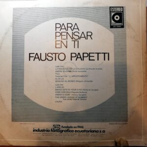 Disco de Vinilo Fausto Papetti - Para Pensar En Ti Vinyl Record