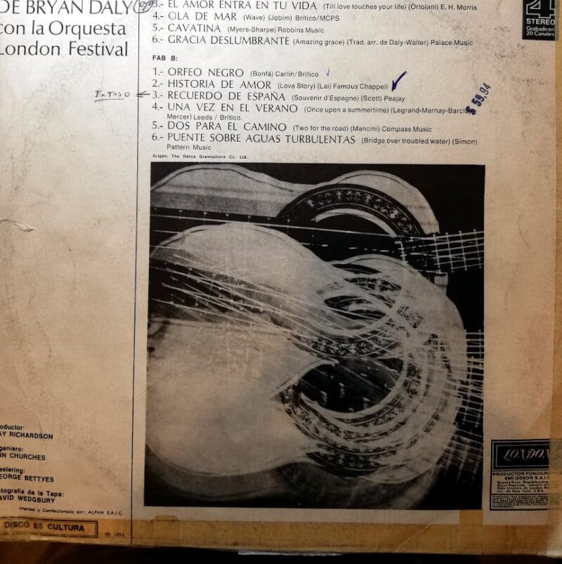 Disco de Vinilo Bryan Daly - La Guitarra De Terciopelo Vinyl Record