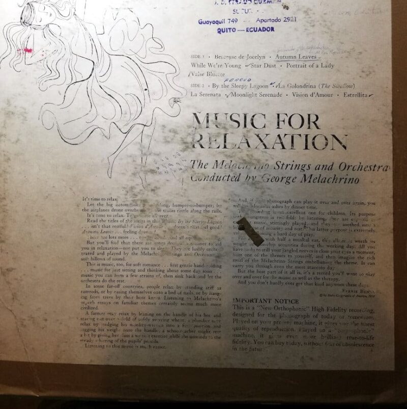 Disco de Vinilo George Melachrino - Music For Relaxation Vinyl Record