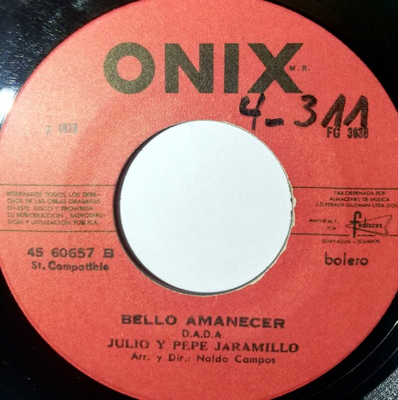 Disco de Vinilo Julio Jaramillo - Los Amantes En Enero / Bello Amanecer Vinyl Record