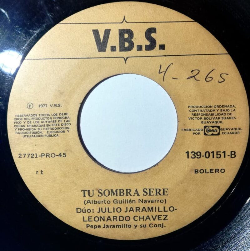 Disco de Vinilo Julio Jaramillo - Tu Sombra Seré / Mañana Vinyl Record