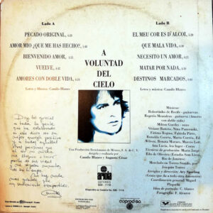 Disco de Vinilo Camilo Sesto - A Voluntad Del Cielo Vinyl Record