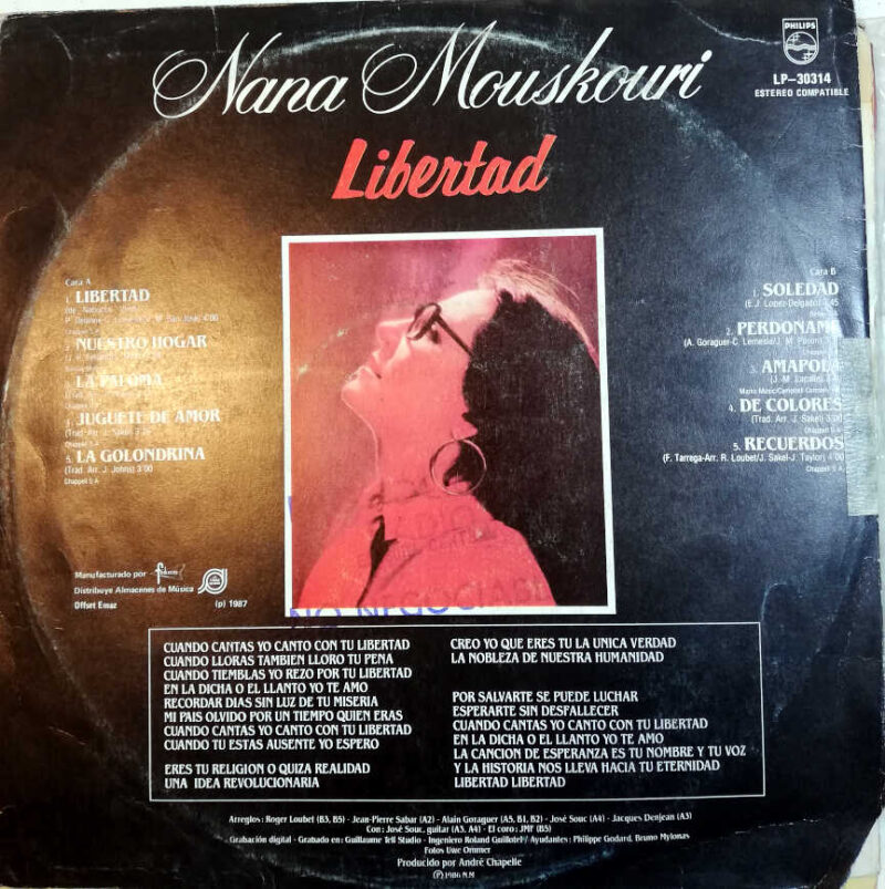 Disco de Vinilo Nana Mouskouri - Libertad Vinyl Record