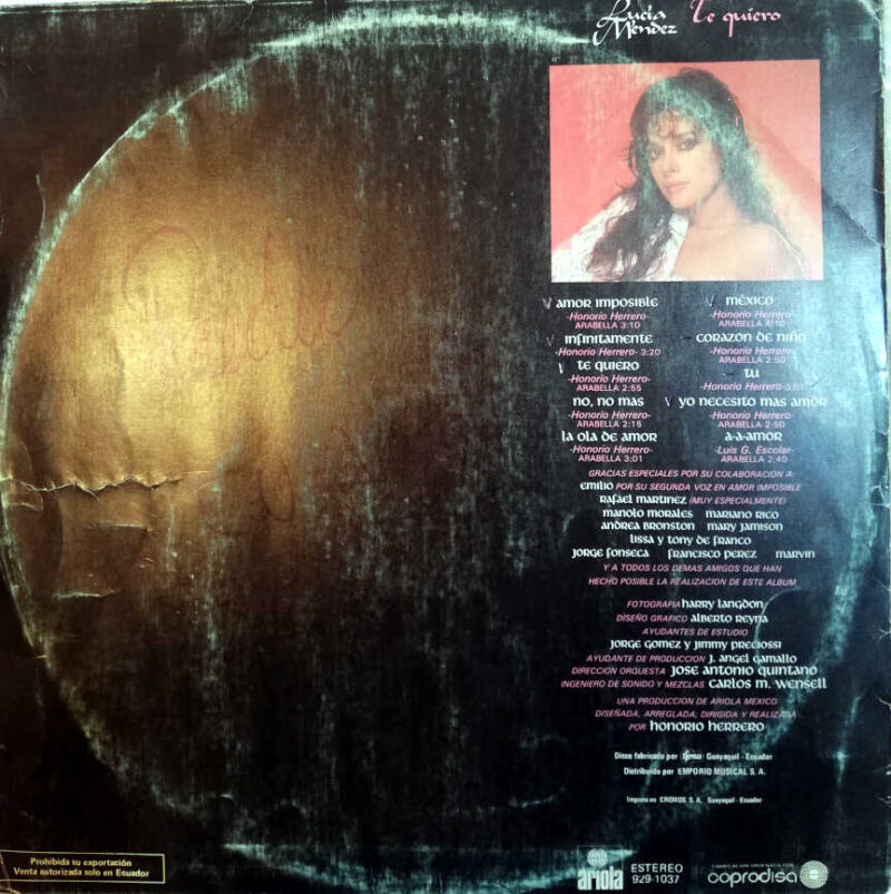 Disco de Vinilo Lucía Méndez - Te Quiero Vinyl Record