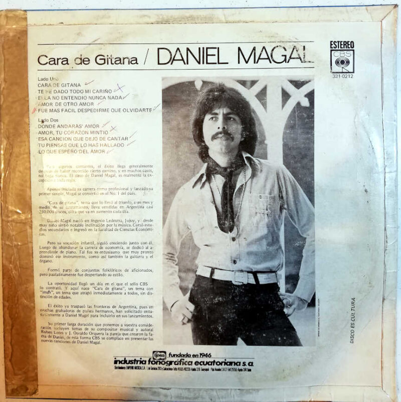 Disco de Vinilo Daniel Magal - Cara De Gitana Vinyl Record