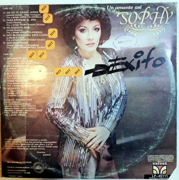 Disco de Vinilo Sophy - Un Amante Así Vinyl Record