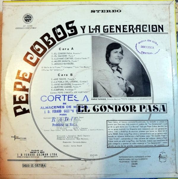 Disco de Vinilo Pepe Cobos Y La Generacion - El Condor Pasa Vinyl Record