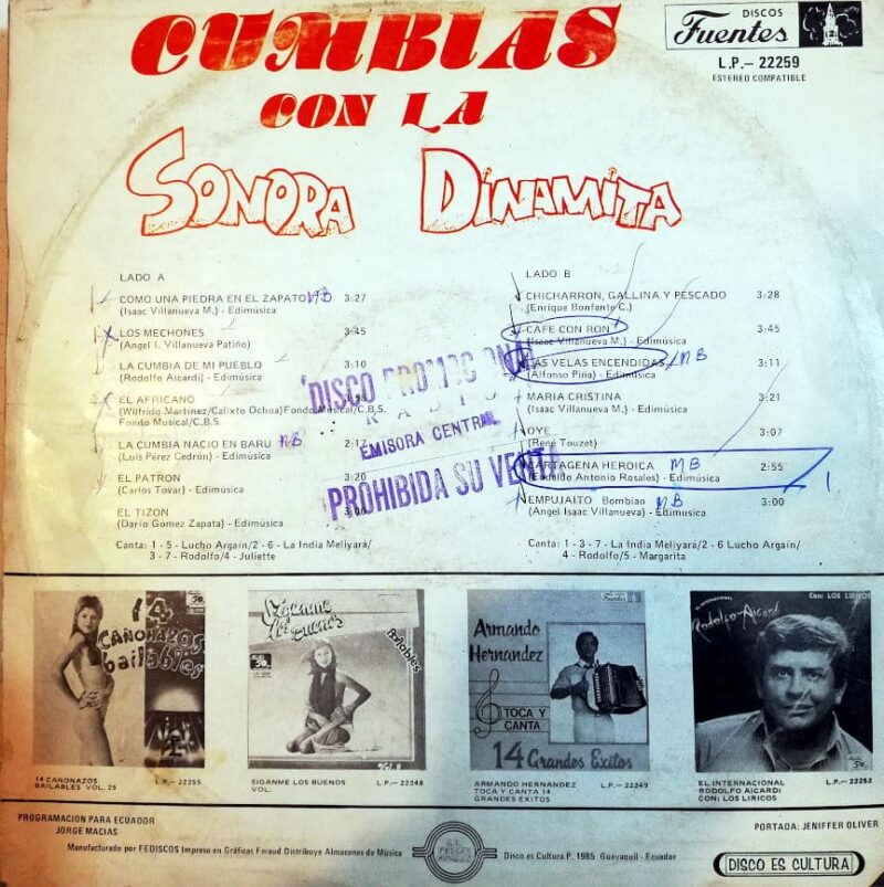 Disco de Vinilo La Sonora Dinamita - Cumbias Con La Sonora Dinamita Vinyl Record
