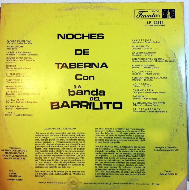 Disco de Vinilo La Banda Del Barrilito - Noches De Taberna Vinyl Record