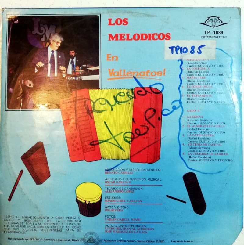 Disco de Vinilo Los Melodicos - Los Melodicos En Vallenatos Vinyl Record