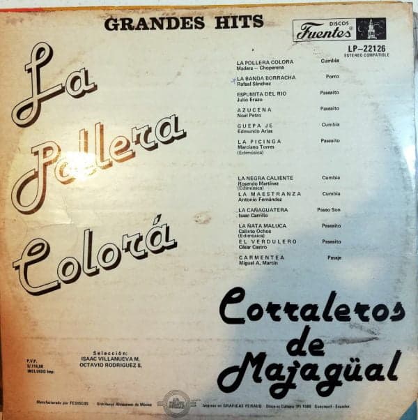 Disco de Vinilo Corraleros De Majagual - La Pollera Colora – Grandes Hits Vinyl Record