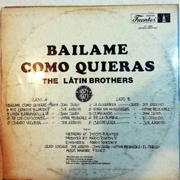 Disco de Vinilo The Latin Brothers - Bailame Como Quieras Vinyl Record