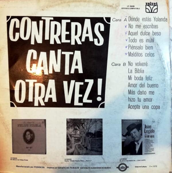 Disco de Vinilo Contreras - Contreras Canta Otra Vez Vinyl Record