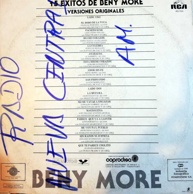 Disco de Vinilo Beny More - 15 Éxitos Vinyl Record