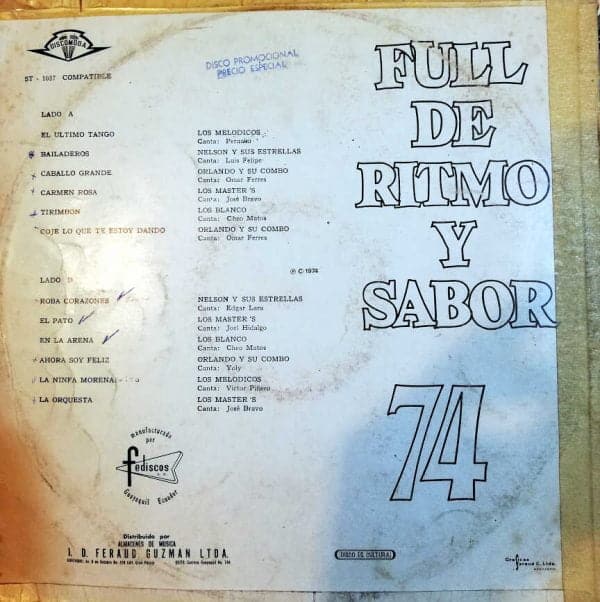 Disco de Vinilo Varios - Full De Ritmo Y Sabor 74 Vinyl Record