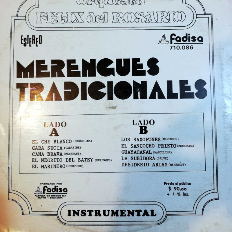 Disco de Vinilo Orquesta Félix Del Rosario - Merengues Tradicionales Vinyl Record