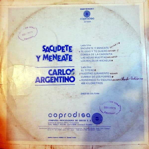 Disco de Vinilo Carlos Argentino - Sacúdete Y Menéate Vinyl Record