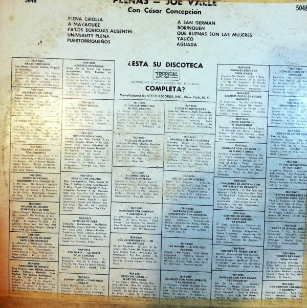 Disco de Vinilo Joe Valle - Plenas Vinyl Record