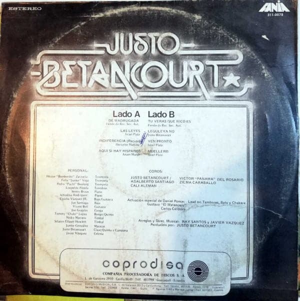Disco de Vinilo Justo Betancourt - Leguleya No Vinyl Record