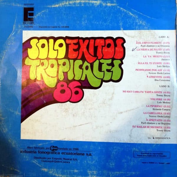 Disco de Vinilo Varios - Solo Éxitos Tropicales 86 Vinyl Record