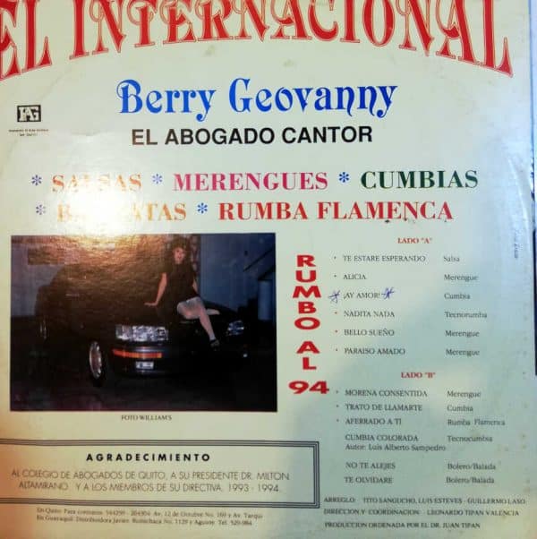 Disco de Vinilo Berry Geovanny - El Abogado Cantor Vinyl Record