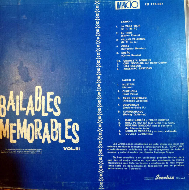 Disco de Vinilo Varios - Bailables Memorables Vol Iii Vinyl Record