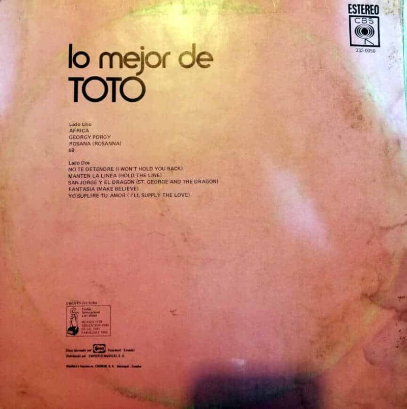 Disco de Vinilo Toto - Lo Mejor De Toto Vinyl Record