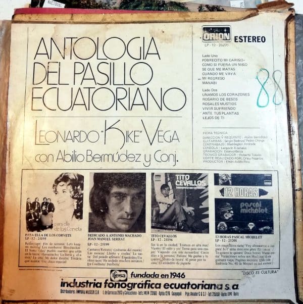 Disco de Vinilo Leonardo “Kike” Vega - Antología del Pasillo Ecuatoriano Vinyl Record