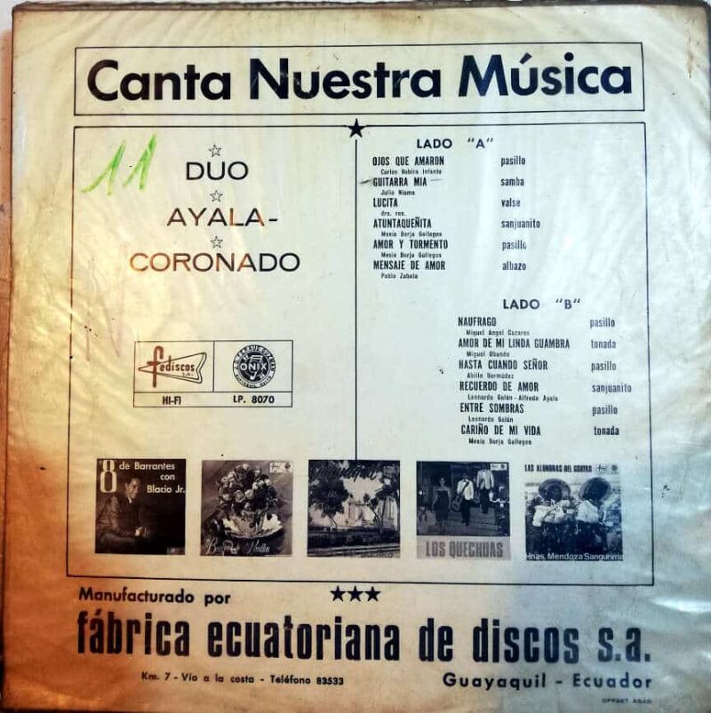 Disco de Vinilo Dúo Ayala Coronado - Canta nuestra música Vinyl Record
