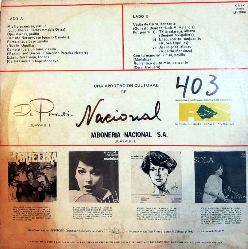Disco de Vinilo Marielisa - Cantares del Ecuador Vinyl Record
