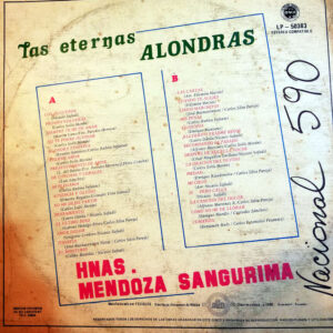 Disco de Vinilo Hermanas Mendoza Sangurima - Las eternas alondra Vinyl Record