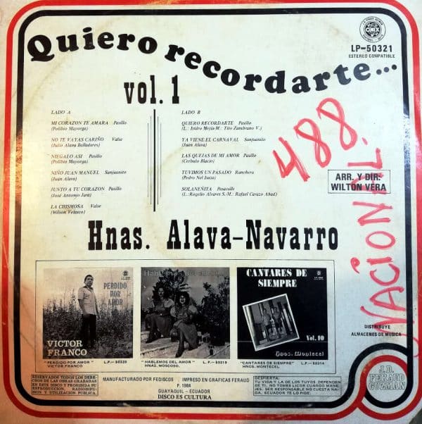 Disco de Vinilo Hermanas Álava – Navarro - Quiero Recordarte Vinyl Record