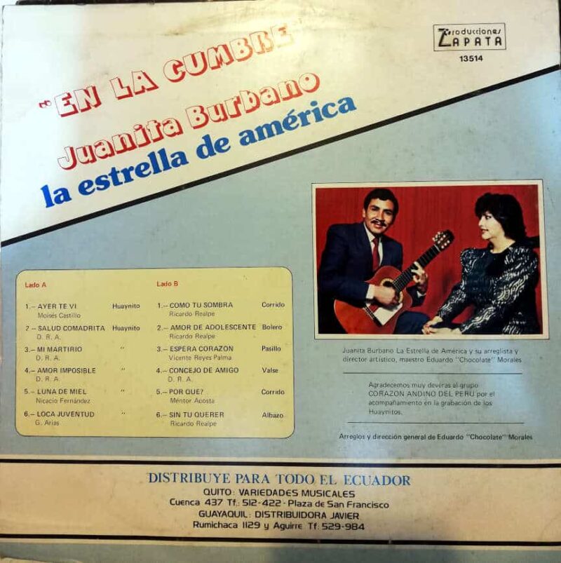 Disco de Vinilo Juanita Burbano - En la Cumbre Vinyl Record