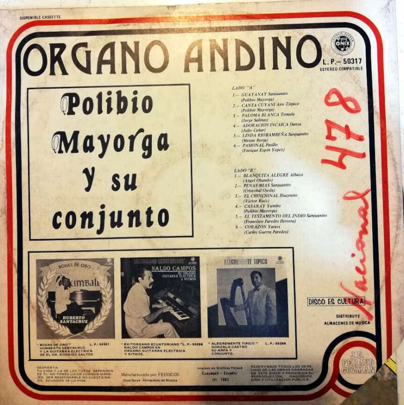 Disco de Vinilo Polibio Mayorga - Órgano Andino Vinyl Record