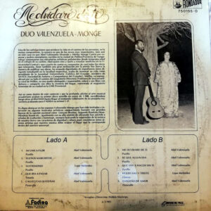 Disco de Vinilo Dúo Valenzuela – Monge - Me Olvidaré de tí Vinyl Record
