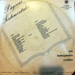 Disco de Vinilo Los Embajadores Criollos - Páginas sentimentales Vinyl Record