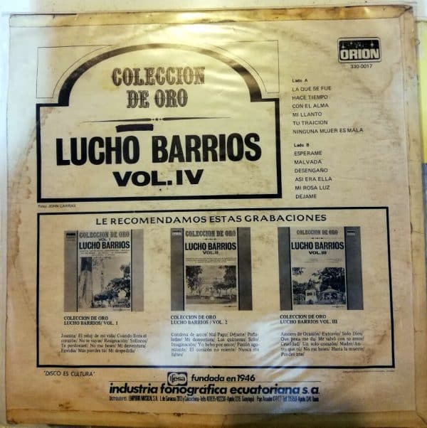 Disco de Vinilo Lucho Barrios - Colección de Oro Vol IV Vinyl Record