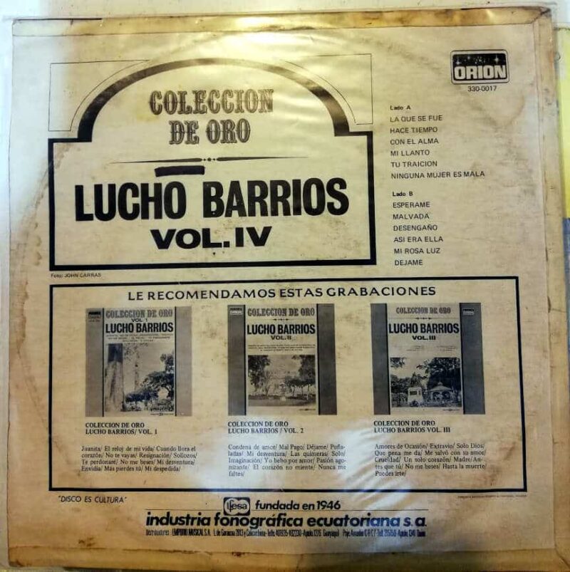 Disco de Vinilo Lucho Barrios - Colección de Oro Vol IV Vinyl Record
