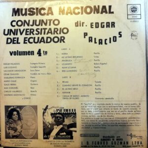 Disco de Vinilo Conjunto Universitario del Ecuador - Música Nacional Vol 4 Vinyl Record