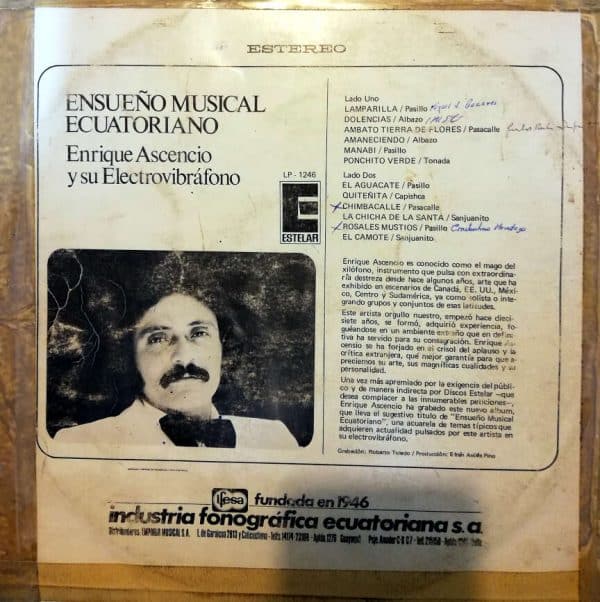 Disco de Vinilo Enrique Ascencio - Ensueño Musical Ecuatoriano Vinyl Record